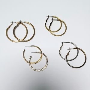4 PAIRS FASHION JEWELRY | Hoops for Pierced Ears
